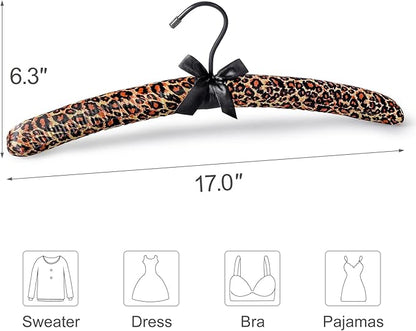 TOPIA HANGER Padded Hangers for Women Clothing,17-inch Satin Hangers 10 Pack Thick Foam Padded No Shoulder Bump for Sweaters, Coat, Blouses, Dresses-Leopard, CT18L-10