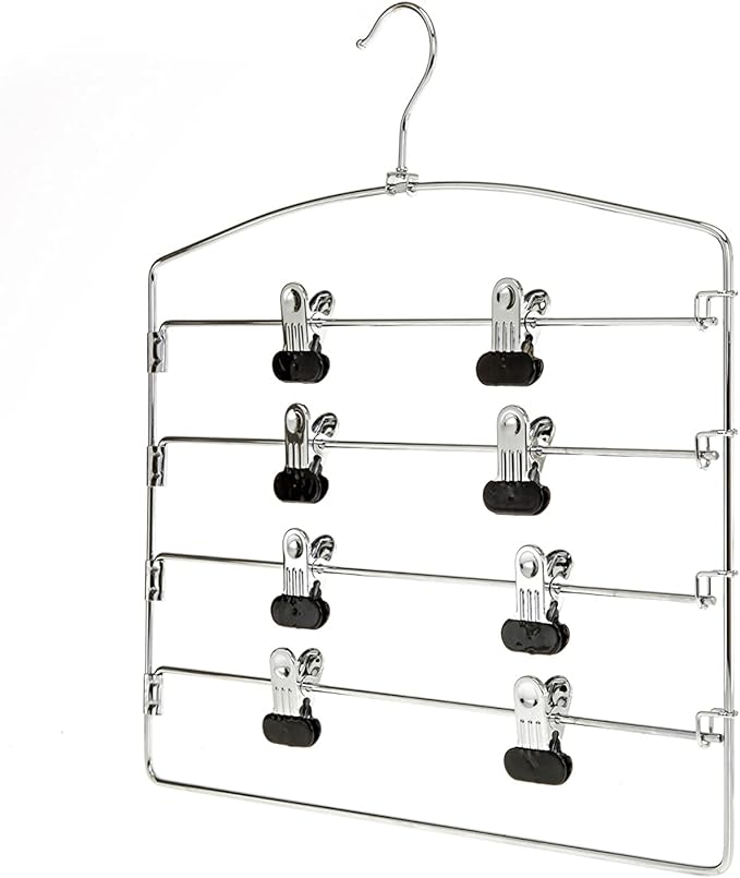30 Pack Quality Multi Pants Hangers, Space-Saving Multi-Bar Metal Pants Hangers, Stable with Non-Slip Foam Padding, Swivel Hook for 5 Jeans Each, Suit Pants, Scarves, Towels, Trousers (Skirt, 30)