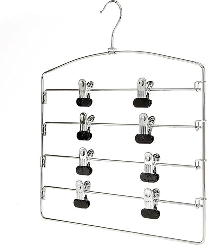 30 Pack Quality Multi Pants Hangers, Space-Saving Multi-Bar Metal Pants Hangers, Stable with Non-Slip Foam Padding, Swivel Hook for 5 Jeans Each, Suit Pants, Scarves, Towels, Trousers (Skirt, 30)