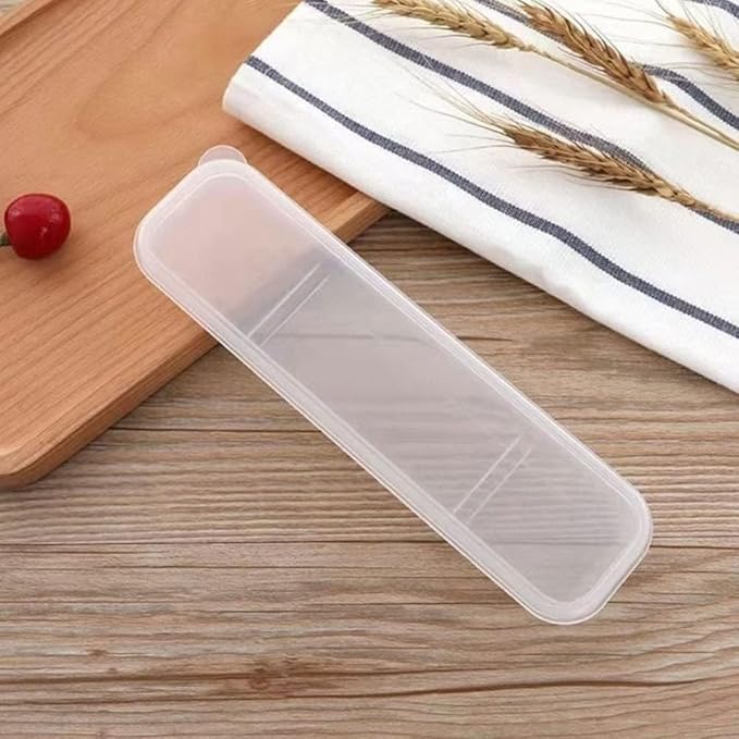 Portable Flatware Box Travel Tableware Storage Case, Simple Tableware Storage Box Case for Cutlery Kit, 9.64 x 2.32 inches (White)
