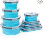Collapsible Silicone Food Storage Containers Set with Lid & Air Vent, Foldable Lunch Containers, 8 Pack (4 Rectangular + 4 Round Bowls), BPA-Free, Space-Saving