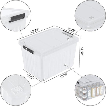 Large Plastic Storage Box with Lid, 70 Quart, 4 Packs