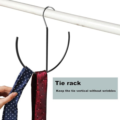 Belt Hangers, Space Saving Heavy Duty Metal Belt Hanger, Tie Rack Hanger, Rubber Cover, 9.6in x 7.9in, Black (1 Pack)