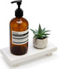 White Wooden Bathroom Counter Tray Organizer Small Wood Risers Pedestal Stand Kitchen Soap Dish Dispenser Holder for Bathroom Counter Decor Farmhouse Bathroom Sink Accessories Modern Vanity Tray