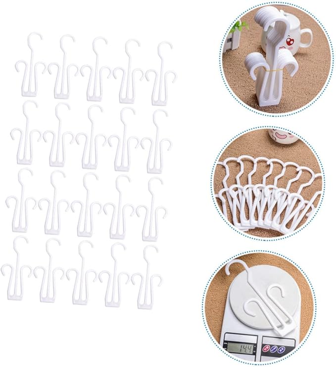 Luxshiny 20Pcs Hanging Shoe Hooks Plastic Shoe Hangers for Display and Drying Household Organizer Racks for Storage and Showcases