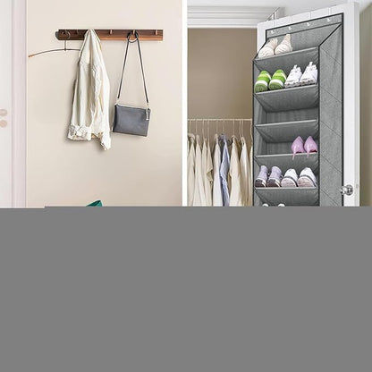 Over Door Shoe Rack - 8 Tiers Boot Holder, Shoe Organizer with Large Deep Pockets, Closet Wall Bedroom Dorm Rv, Keep Shoes Boots Socks Headphones Neat | Durable Space-Saving Storage Rack