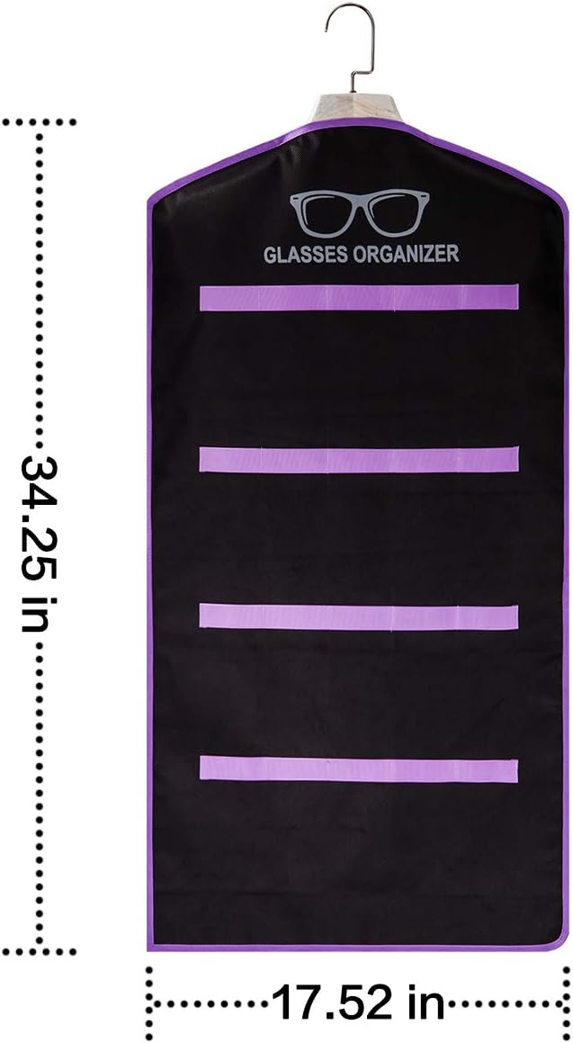 TRIUMPH VISION Wall Sunglasses Organizer Storage 20Slots Dust-Proof - with Garment Bag Hanging Sun Glasses Display Eyeglasses Rack Eyewear Stand for Closet