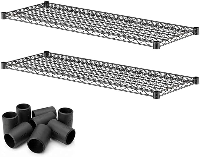 2 Pack Black Additional Wire Shelf for 18" x 48" Shelving Units, Replacement Shelves for Wire Rack