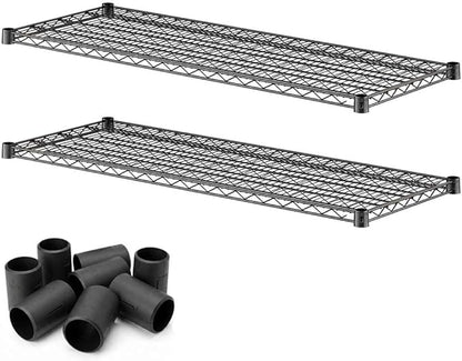 2 Pack Black Additional Wire Shelf for 18" x 48" Shelving Units, Replacement Shelves for Wire Rack
