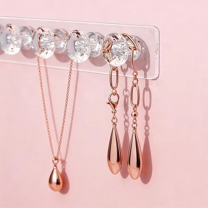 2Pcs Acrylic Necklaces Holder Hanging Jewelry Organizer Wall Mounted Necklace Hangers with 12 Hooks,Clear Jewelry Hangers for Necklace Organizer for Women Necklace Hooks for Wall