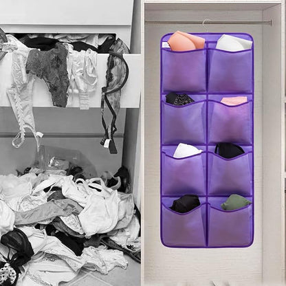 Dual Sided Hanging Closet Organizer Shoe Rack Holder with 26 Large Pockets (Purple)