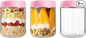 Overnight Oats Containers with Lids, 16oz Wide Mouth Mason Jars with Lids, 3 Pack Glass Jars with Airtight lid for Chia Pudding Yogurt Salad, Meal Prer Oatmeal Jars, Pink