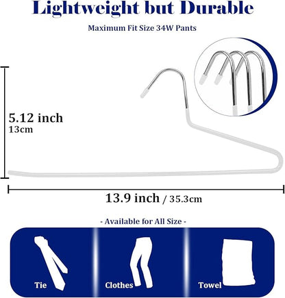 Pants Hangers 30 Pack Non Slip,Trouser/Blanket/Jeans Hangers for Closet Space Saving,Open Ended Pants Hanger Strong Durable (White)