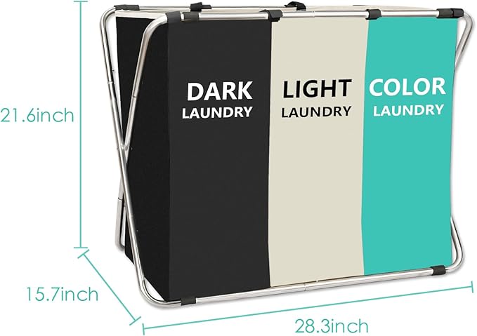 1-Pack Large Laundry Basket, Waterproof, Freestanding Laundry Hamper, Collapsible Tall Clothes Hamper with Handles for Clothes Toys in the Dorm & Family Closet Storage and Organizer (Green)