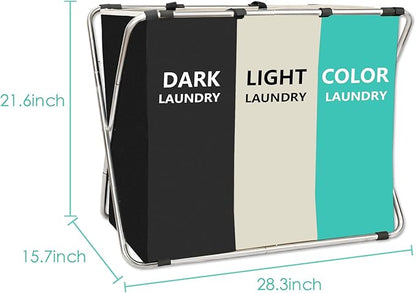 1-Pack Large Laundry Basket, Waterproof, Freestanding Laundry Hamper, Collapsible Tall Clothes Hamper with Handles for Clothes Toys in the Dorm & Family Closet Storage and Organizer (Green)