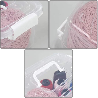 6-Pack Home Storage Bins, Plastic Container, Latching Box with Handle (White handle)