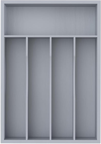 Silverware Organizer, Bamboo Kitchen Drawer Organizer, Utensil Holder, Cutlery Tray & Spoon Flatware Storage with Grooved Drawer Dividers(Grey, 9.5''W x 13.5''D)