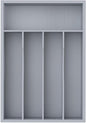 Silverware Organizer, Bamboo Kitchen Drawer Organizer, Utensil Holder, Cutlery Tray & Spoon Flatware Storage with Grooved Drawer Dividers(Grey, 9.5''W x 13.5''D)