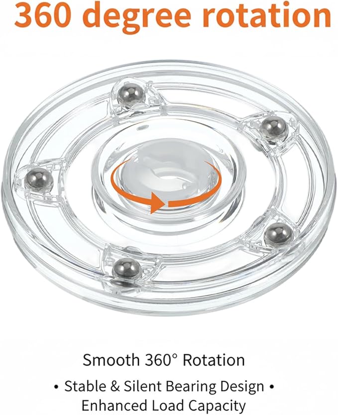 4 PCS Small Acrylic Plastic Lazy Susan Turntable Small Lazy Susan Bearing 4.7 Inch Plastic Cookie Turntable Bearings Hardware, Turntables Organizer for Kitchen Pantry Spice Rack Table Cake