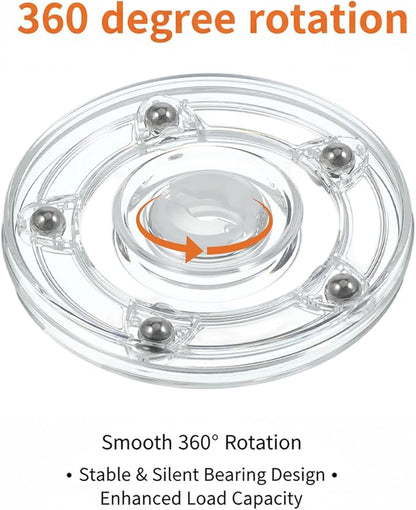 4 PCS Small Acrylic Plastic Lazy Susan Turntable Small Lazy Susan Bearing 4.7 Inch Plastic Cookie Turntable Bearings Hardware, Turntables Organizer for Kitchen Pantry Spice Rack Table Cake
