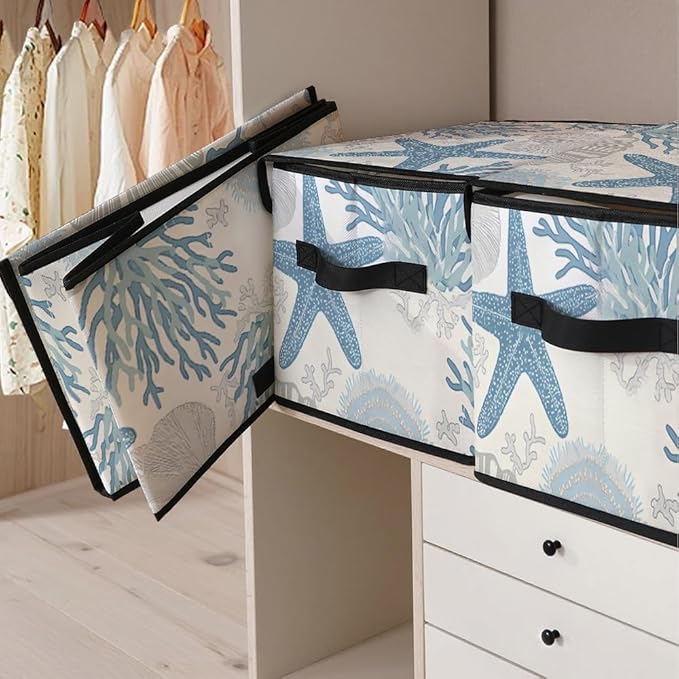 Stackable Clothes Storage Bins with Lids,Closet Organizers Fabric Cat Printing Box for Home and Office,Blanket Clothes Organizers,Under Bed Storage Containers 3 Pack.