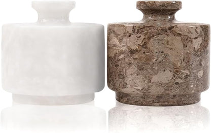 MARBLOUS KRAFTS Marble Salt Cellar with Lid 3" White and Oceanic Celtic Salt & Pepper Containers, Perfect for Home & Kitchen, Salt & Sugar Bowls, Spring Table Decor, Gift for Mom