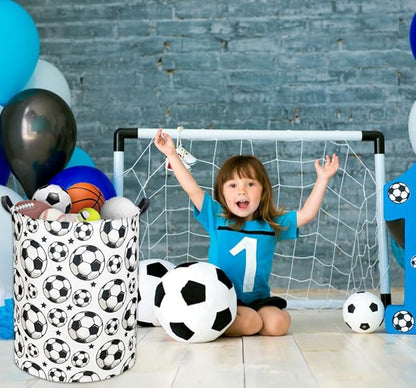 Kids Laundry hamper Baby Hamper for Nursery Boy and Girl Hamper Cute Kids Toys Storage Bin Organizer Soccer Room Decor for Home(Soccer)