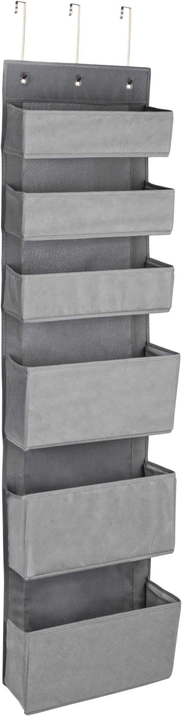 Household Essentials 6 Pocket Over the Door Pocket Organizer, PP Non-Woven Fabric Pockets, Reinforced Siding, Foldable, Versatile, Perfect for Residential and Commercial Doors, Grey