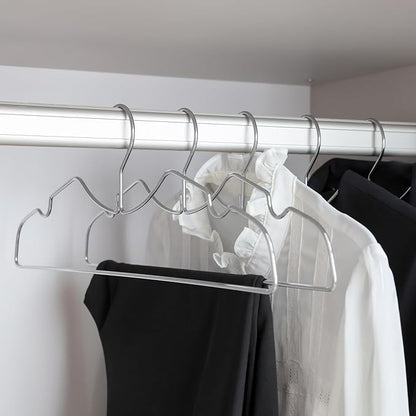 20 Pack Heavy Duty Metal Steel Wire Clothes Hanger, Ultra Slim & Short Neck Hanger,Space Saving Durable Non-Slip Felt Hangers, Closet Organizer for Home Dorm Laundry (Silver)