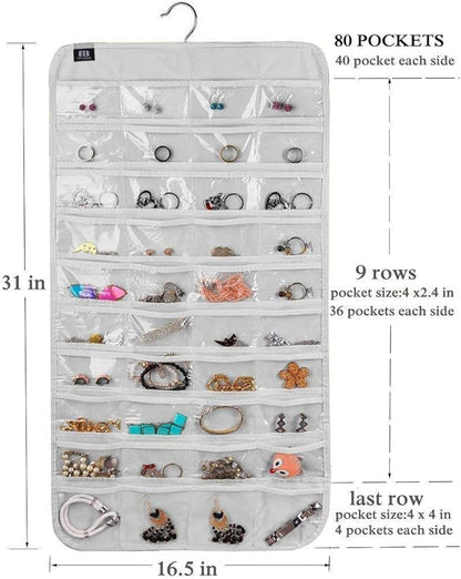 BB Brotrade Hanging Jewelry Organizer, 80 Pocket Accessories Organizer (Black)