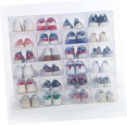 SEWACC 6pcs Flip-top Shoe Storage Boxes 33x20x12cm Large Plastic Shoe Organizers Dustproof White for Home Closet Organization