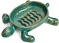 Sungmor Heavy Duty Cast Iron Drainable Soap Holder - Lovely Tortoise Shaped & Antique Green & Gold Finish - Kitchen Bathroom Sink Soap Dish Tray - Practical & Decorative Tabletop Soap Box Container