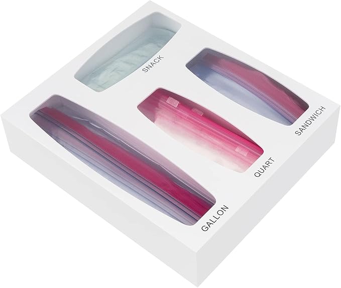 Aquiver Acrylic Bags Storage Organizer - Drawer & Food Storage Organizer - Compatible with Gallon, Quart, Sandwich, Snap, Freezer, Slider Bags (White)