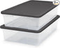 HOMZ 2-Pack Snaplock, Small Clear Plastic Storage Organizer Bins w/ Lids, 28 Quart, Gray - Stackable Container Boxes for Bedroom, Bathroom, Garage, and Office Organization
