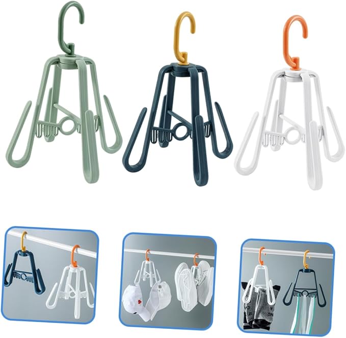 3pcs Rotating Multi-Function Shoe Drying Rack Foldable Hanging Organizer for Sandals Slippers Space-Saving Design Double Hooks for Home Use
