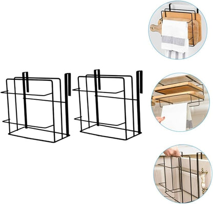 2pcs Cabinet Door Organizer Kitchen Towel Hanger Cabinet Storage Rack Organizers Efficient Kitchen Helper