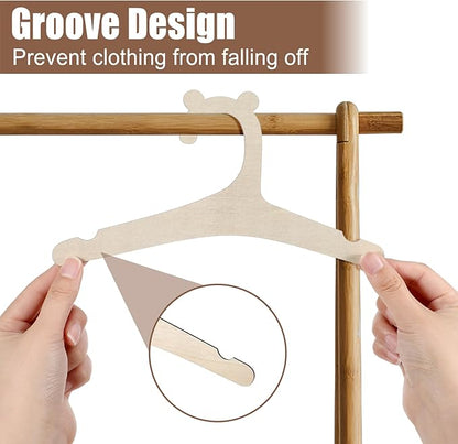 Wooden Kids Hangers 10 Pack 9inch Cute Baby Hanger with Bear Ears Non Slip Wooden Children's Hanger Newborn Hangers for Baby Kids Toddler Coats Pants Suits Jackets Clothes