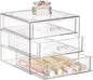 ELLDOO Rollerball Perfume Organizer with 3 Drawer, Clear Acrylic Perfume Storage Holder Beauty Scent Holder, Makeup Lipgloss Lipstick Display Case Office Supplies Box