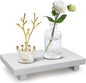 Farmhouse Bathroom Vanity Tray Wooden Kitchen Soap Sink Trays Modern Wood Riser Pedestal Stand Dish Soap Dispenser Holder for Kitchen Counter Decor White Bathroom Organizer Accessories Decorative Tray