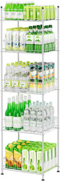 smusei 5 Tier Water Bottle Storage Rack Metal Bottled Water Organizer for Floor Beverage Holder Stand for Floor, Drink Shelf for Kitchen Living Room, Space Saver