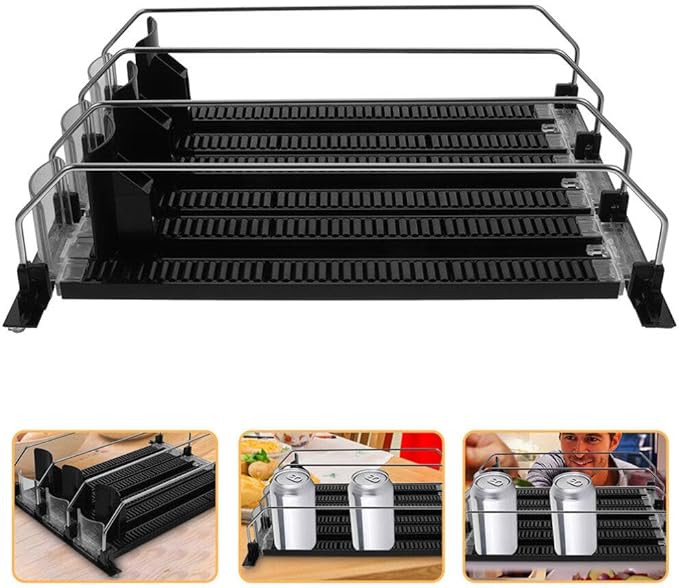 Baluue Fridge Drink Organizer Pusher Self-pushing Drink Organizer for Refrigerator Can Dispensers