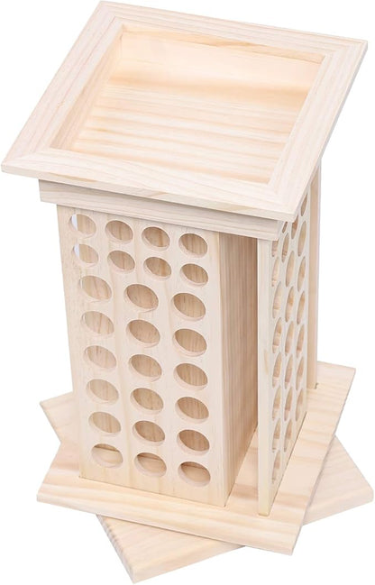 Wooden Essential Oil Display Rack 104-Hole, 8 Tiers Rotating Pine Organizer for Home, Beauty Salon, Perfume Store, Hold 5ml & 15ml Bottles, Space-Saving Countertop Holder, Easy Access, 9.44*15.74in