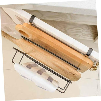 2Pcs Over Cabinet Door Towel Organizer Hanging Storage Rack for Cabinets for Kitchen Bathroom Space Saving for Duster Cloths Utensils