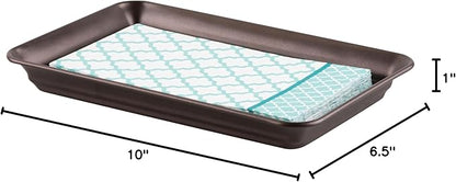 iDesign Metal Vanity Tray, Non-Slip Guest Towel Board for Cosmetics,Makeup,Jewelry,Keys,Bathroom,Kitchen,Office,Craft Room,Countertops,Closets Storage Organization, 6.5" x 10" x 1", Clear and Bronze
