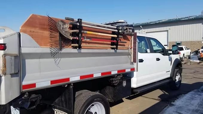Landscape Hand Trailer Rack for Law Equipment, 5 Holes Hand Tool Storage Holder with Rubber Grommets and Mounting Hardware for Shovels, Rakes, Holes, Pickaxes and Other Straight Handel Tools