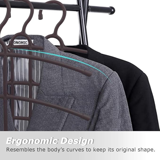 upra Multiple Shirt Hangers In One Space Saving Plastic 5-Pack, Durable Multi-Functional Non-Slip Clothes Hangers Closet Organizers, for Coats Jackets Pants Dress Scarf, Dorm Room/Apartment Essentials