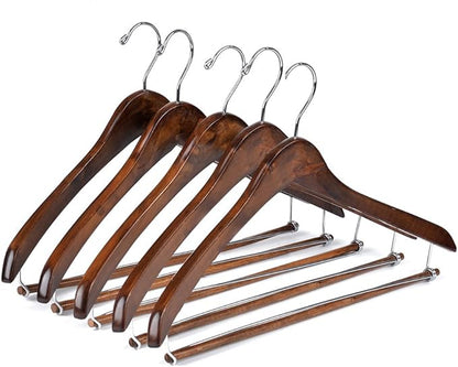 Quality Hangers Wooden Hangers Beautiful Sturdy Suit Coat Curved Hangers Great for Travelers Heavy Duty Hanger with Locking Bar - Retro Finish (5)