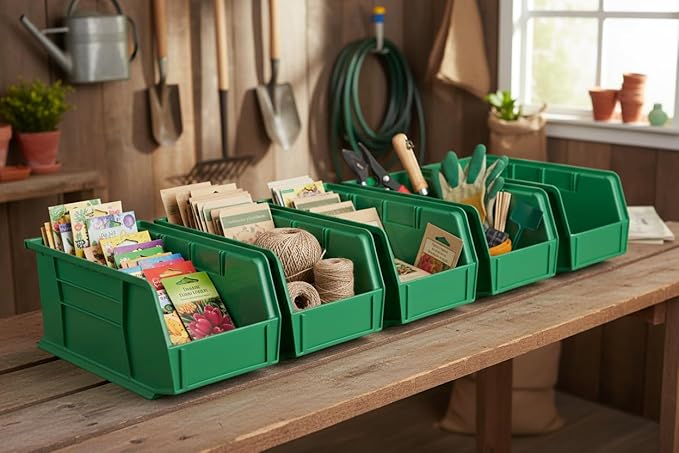 Hudson Exchange 11" x 5-1/2" x 5" Plastic Stackable Storage Bin and Hanging Container (Green, 1 Pack)