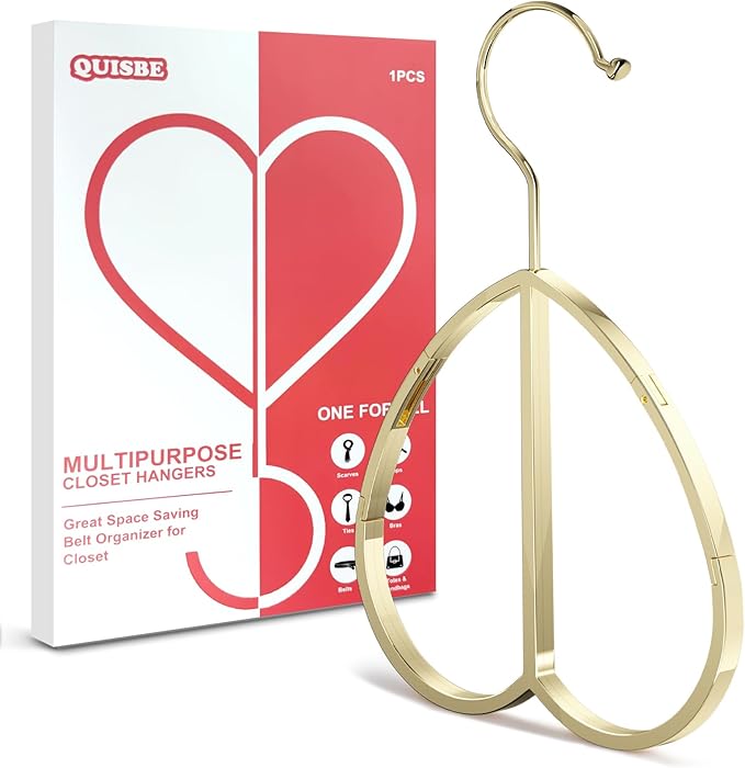 Multipurpose Closet Hangers- Tie and Belt Hanger for Closet- Ideal for Storing Belts, Ties, Scarfs, Baseball Hats, Purses & More- Great Space Saving Belt Organizer for Wardrobe