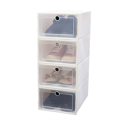 20pcs Shoe Storage Box, 13x9x5.5in Foldable Clear Plastic Shoe Box Set Stackable Storage Case Organizer Rack for Home,Closet,Display,Space Saving